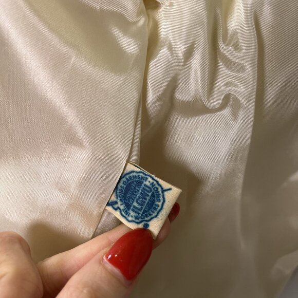 Vintage 60s Cream Wool Blend Tweed Swing Coat ILGWU Union Mid Century USA Mod - Picture 11 of 12